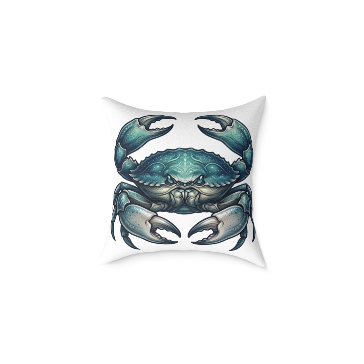 Cancer Zodiac Blue Crab Coastal Pillow — Nautical Square Throw Pillow