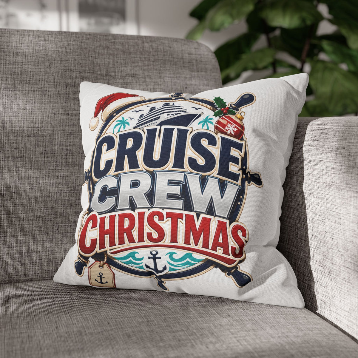 Cruise Crew Christmas Pillowcase –Modern Day Christmas   Nautical Holiday Decorative Pillowcase