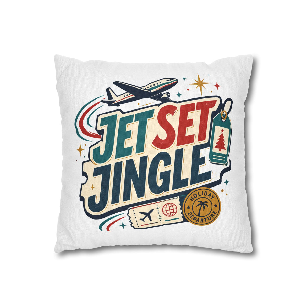 Jet Set Jingle Travel Pillowcase Modern Day Christmas  – Holiday Airplane Throw Pillowcase