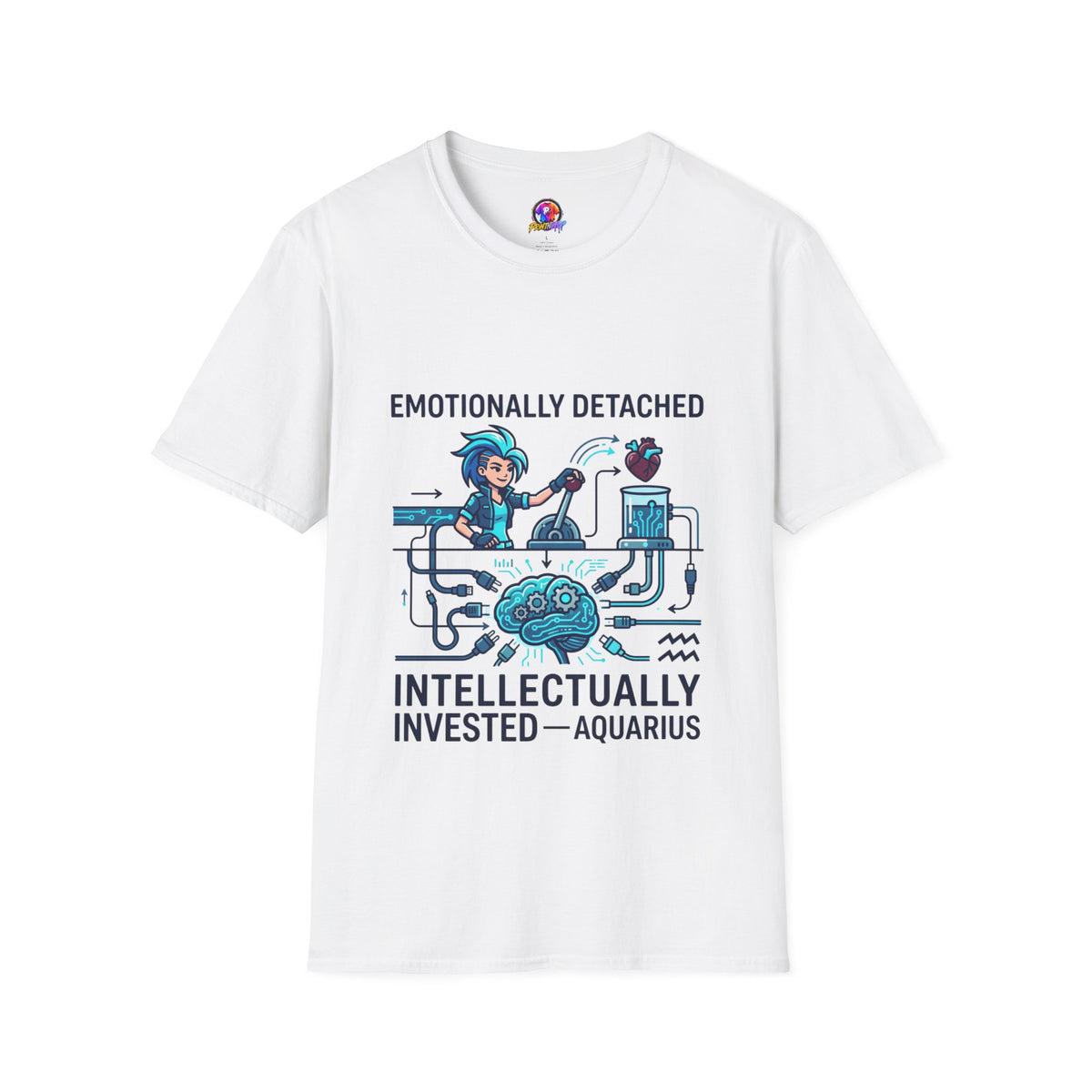 Aquarius Zodiac Emotionally Detached, Intellectually Invested T-Shirt — Aquarian Graphic Tee