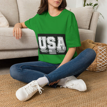 USA Vintage Block T-Shirt — Patriotic Americana Graphic Tee