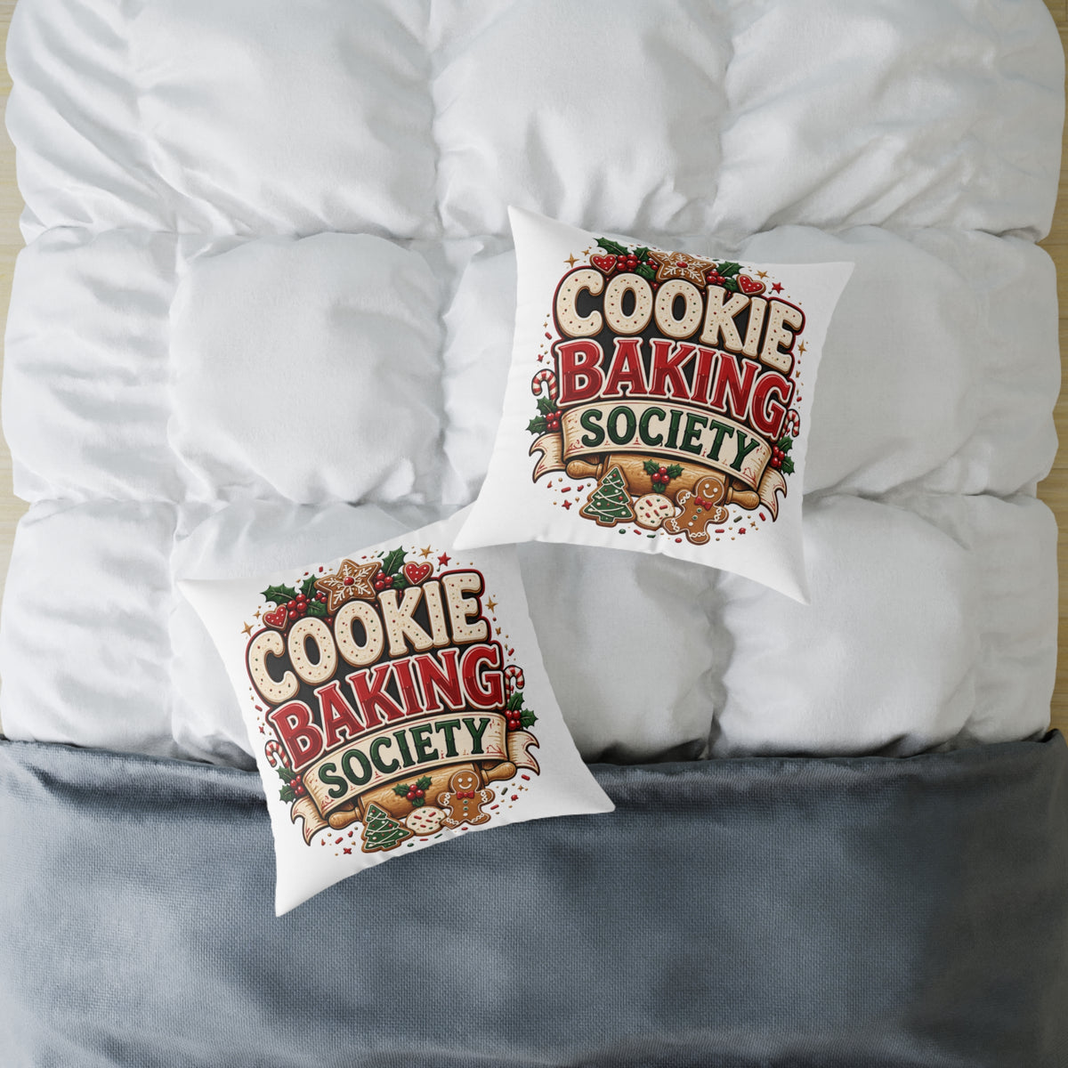 Christmas Cookie Baking Society Pillow — Holiday Baking Decorative Throw Pillow