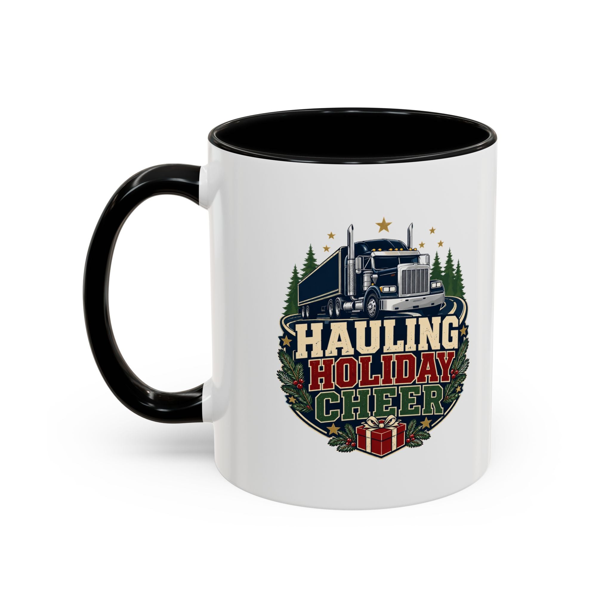 Modern Day Christmas Hauling Holiday Cheer Coffee Mug