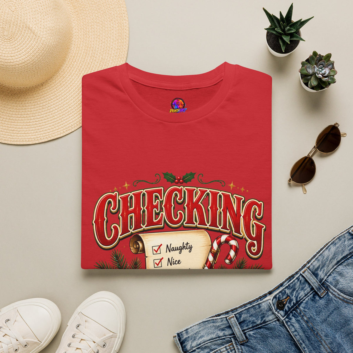 Checking It Twice Christmas T-Shirt — Naughty or Nice Holiday Tee