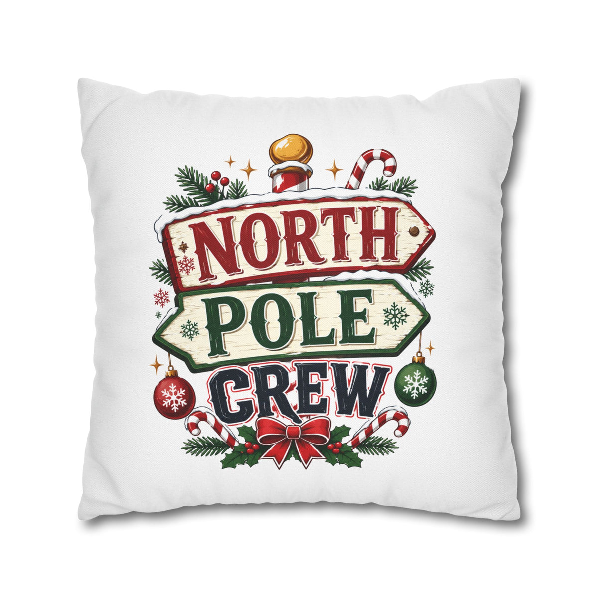 Christmas North Pole Crew Holiday Pillowcase — Christmas Decorative Throw Pillow