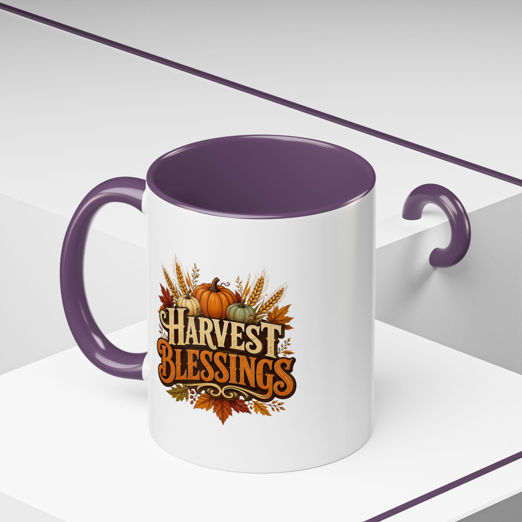 Thanksgiving Mug Harvest Blessings Coffee Mug — Fall Pumpkin & Wheat Thanksgiving Mug