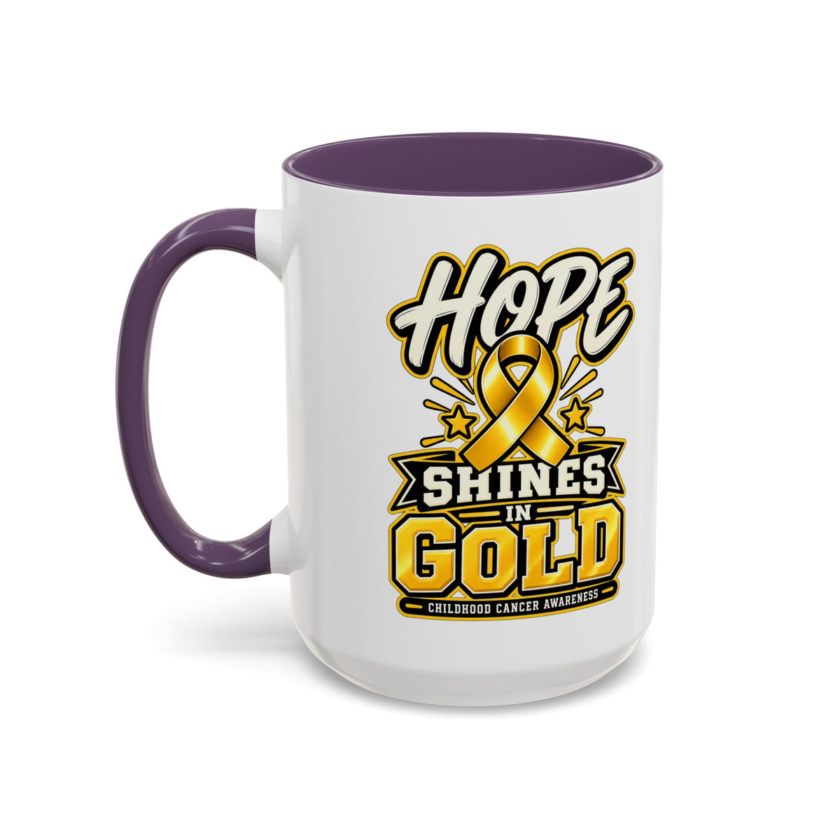 Hope Shines in Gold Coffee Mug — Childhood Cancer Awareness Accent Mug