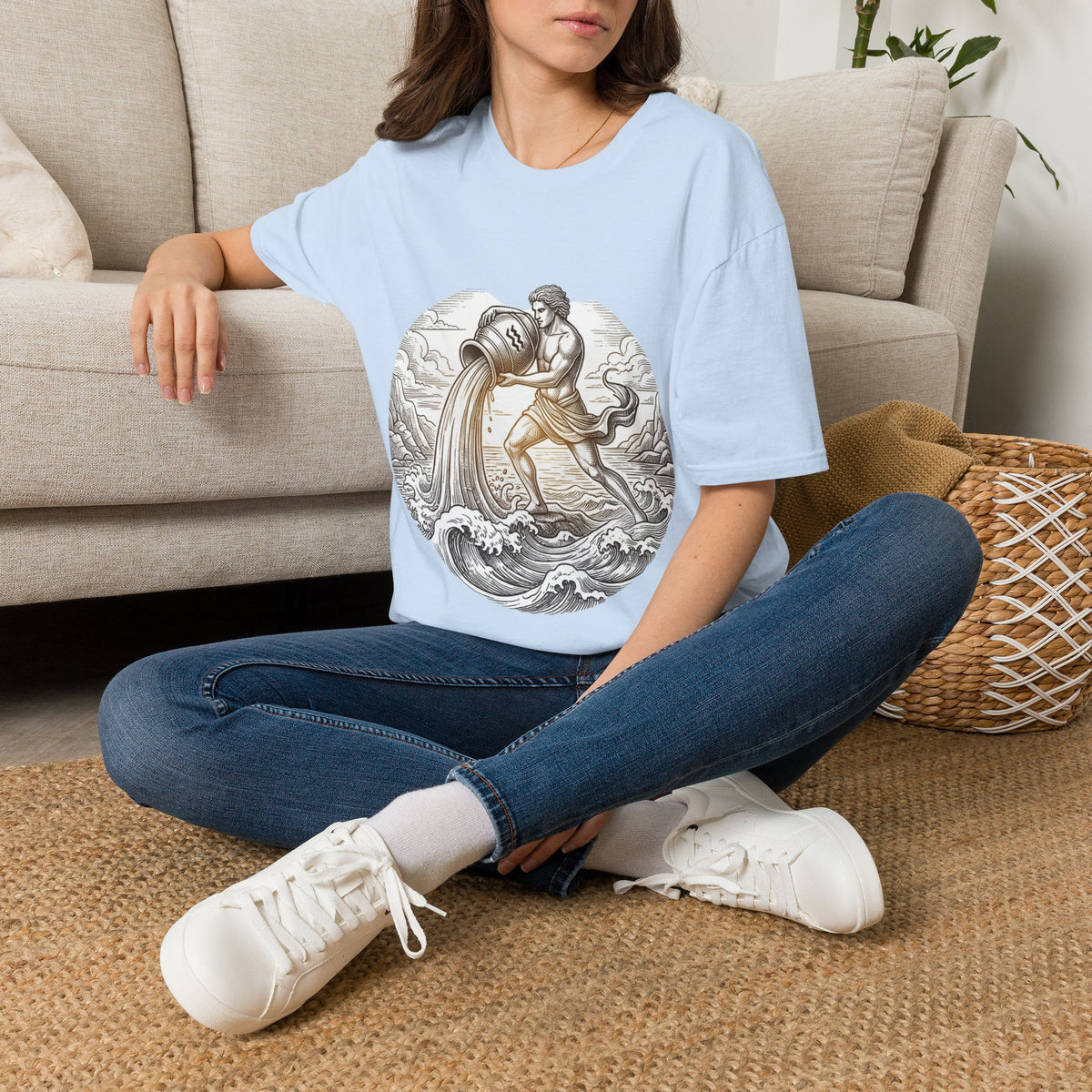 Aquarius Zodiac T-Shirt — Vintage Water Bearer Astrology Tee