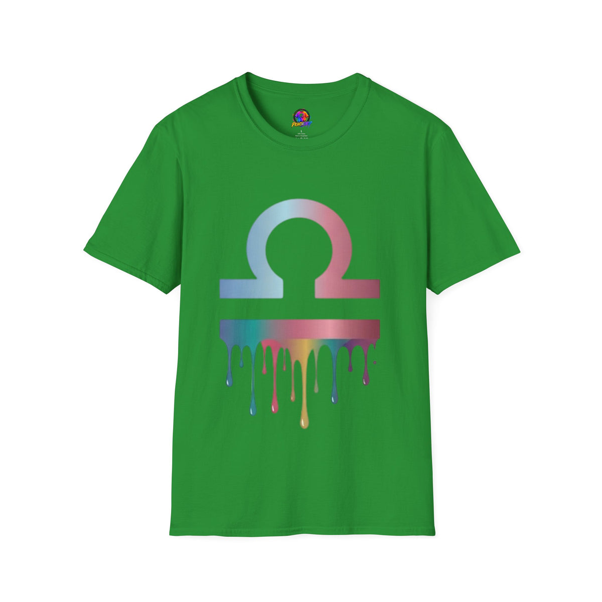 Omega Symbol T-Shirt — Pastel Gradient Drip Design