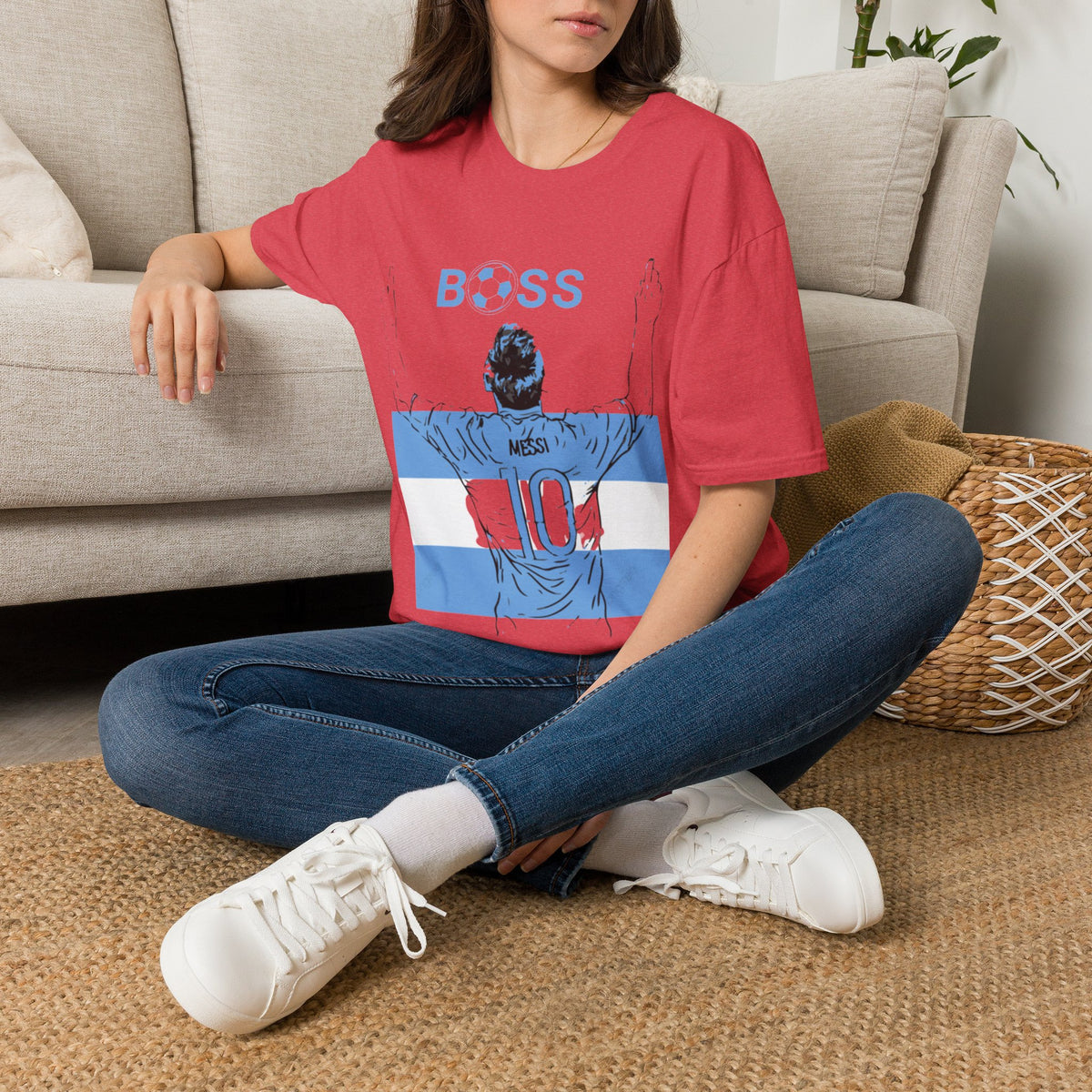 Soccer Boss T‑Shirt — 'BOSS' Striped Football Player Graphic Tee