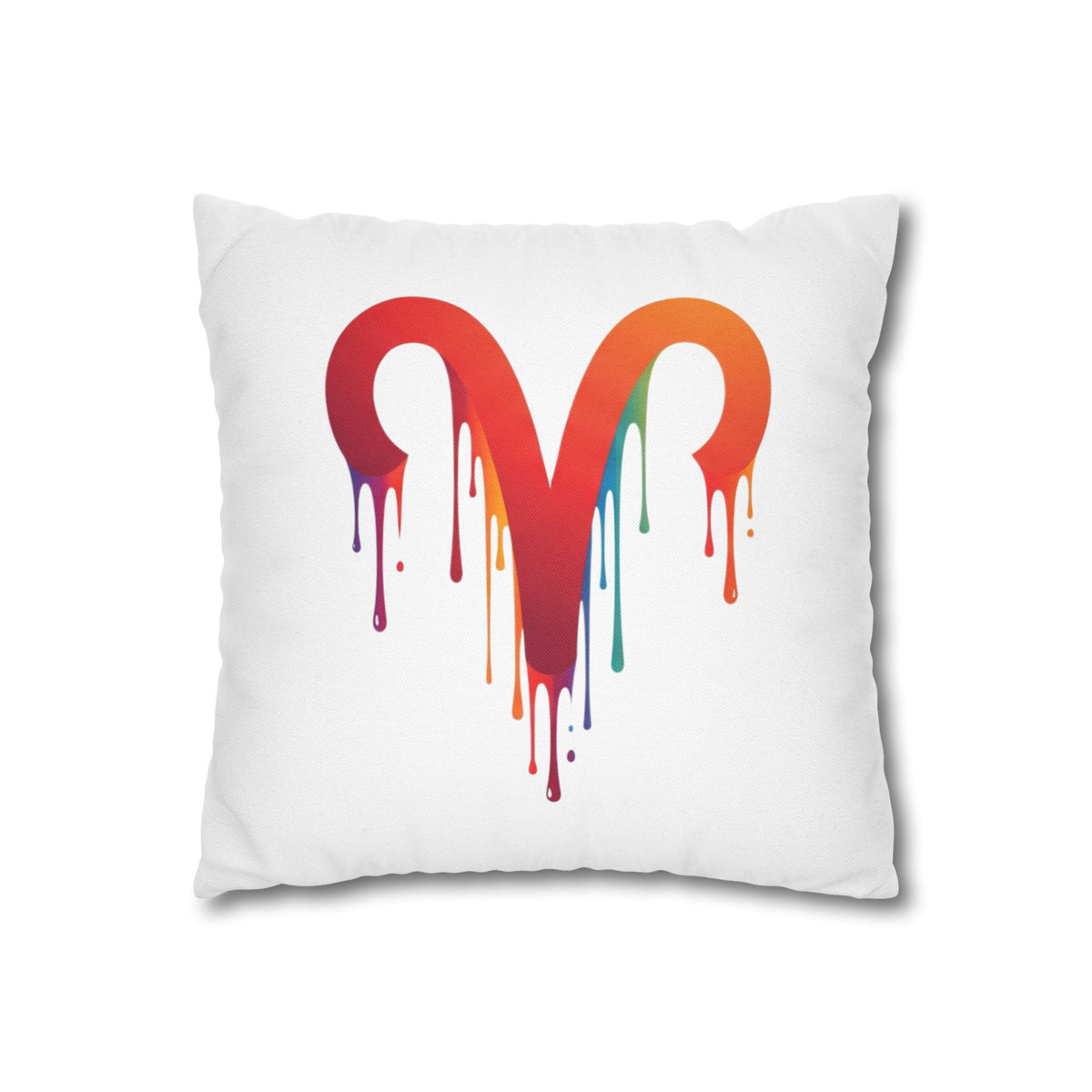 Aries Rainbow Drip Heart Pillowcase — Colorful Melting Heart Decorative Pillow