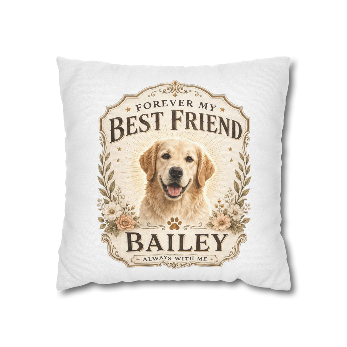 Personalized Dog Pillowcase  Milo Bailey Dog Dad Mom— "Forever My Best Friend" Custom Pet Name Cushion Cover