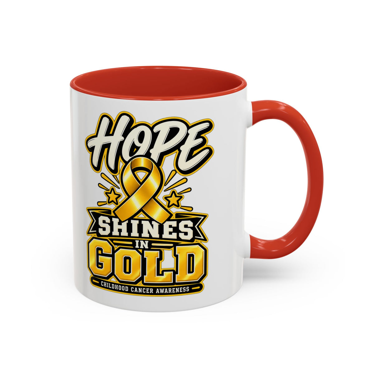 Hope Shines in Gold Coffee Mug — Childhood Cancer Awareness Accent Mug