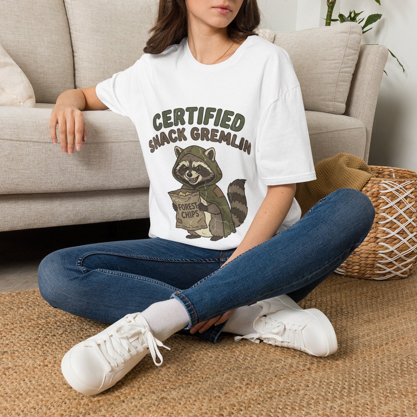 Certified Snack Gremlin T-Shirt — Funny Raccoon Snack Lover Tee