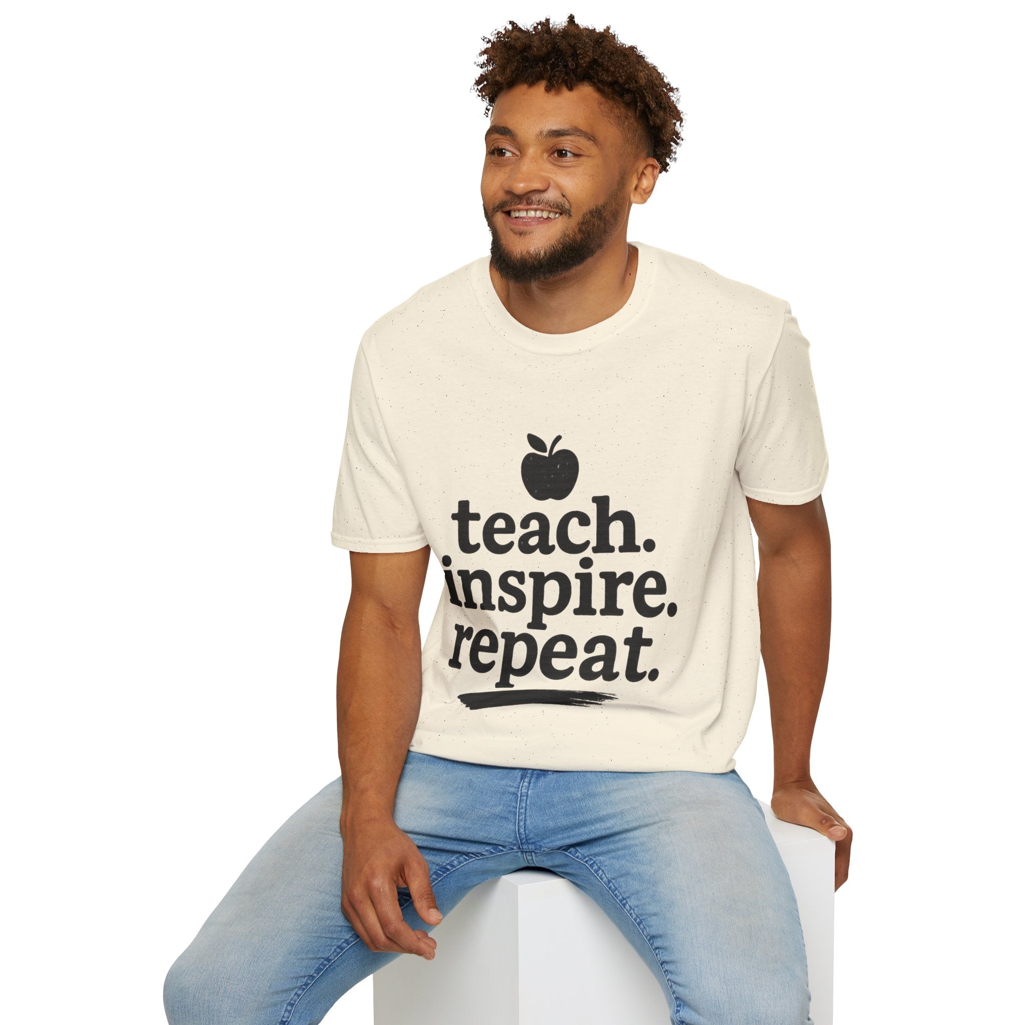 Teach. Inspire. Repeat. T‑Shirt — Teacher Apple Graphic Tee - Trending Now - August 2026 Trends - Everyday T-Shirt