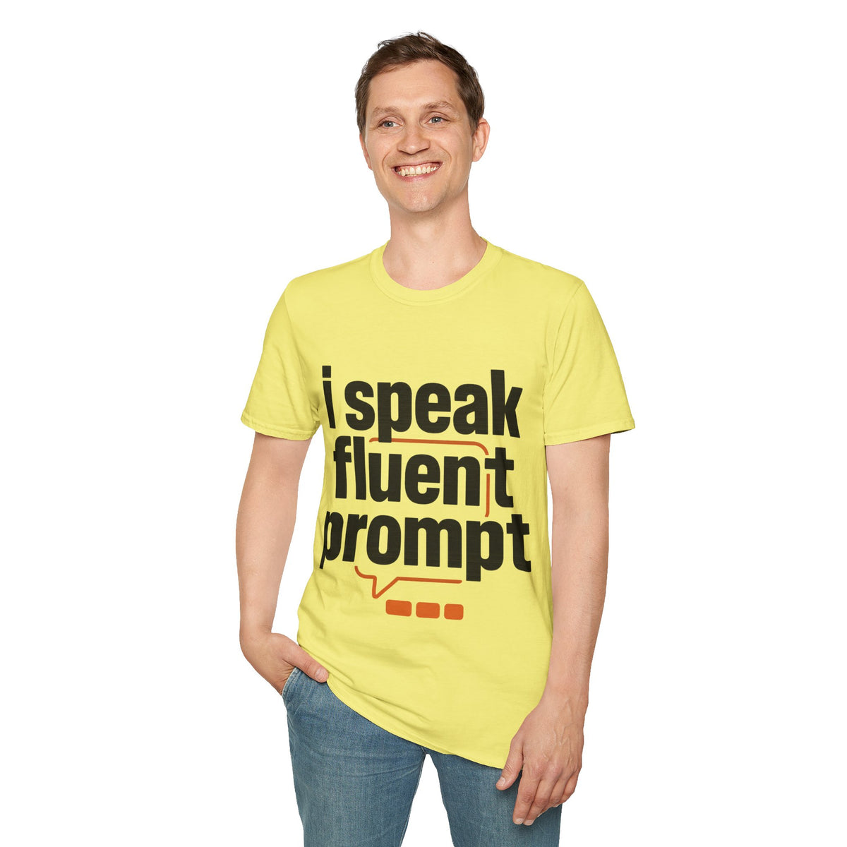 "I Speak Fluent Prompt" AI Text Quote Graphic Tee - Funny Tech Coder White T-Shirt - Trending Now - September 2026