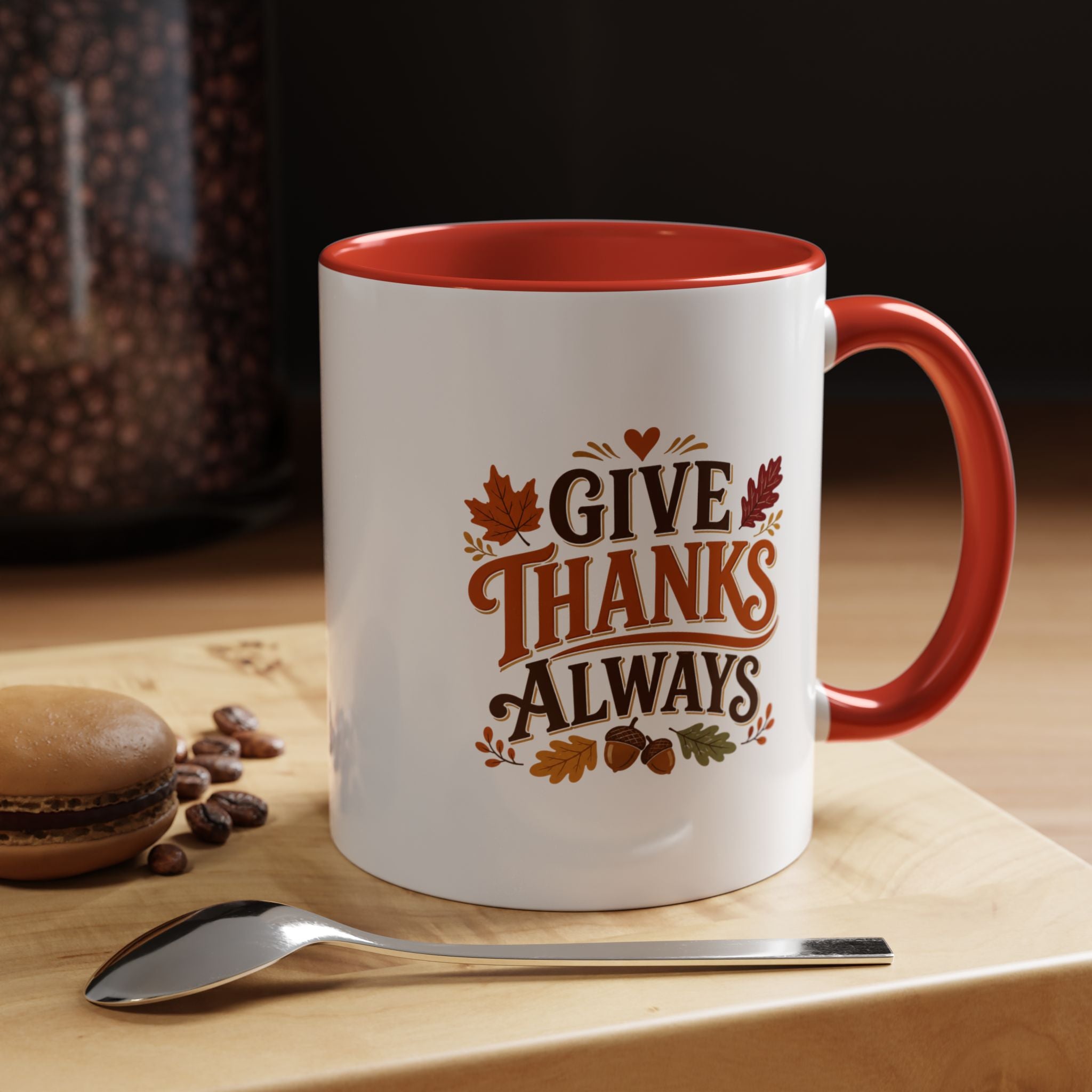 Thanksgiving Mug Give Thanks Always Accent Coffee Mug — Thanksgiving Autumn Ceramic Mug