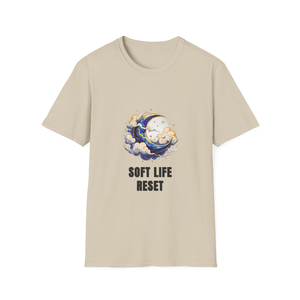 Soft Life Reset T-Shirt — Crescent Moon Cloud Graphic Tee - Trending Now - August 2026