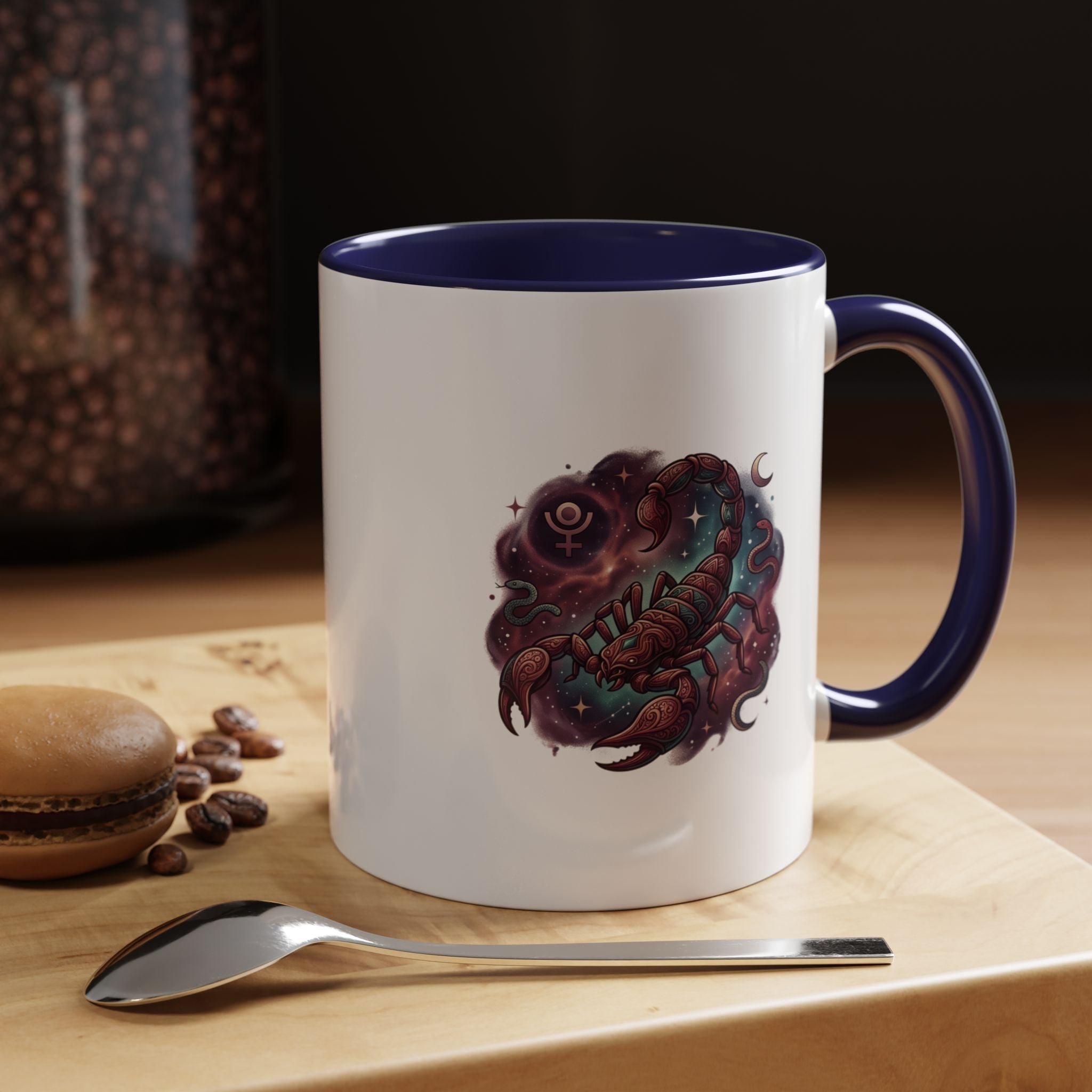 Scorpio Zodiac Accent Coffee Mug — Celestial Scorpion Astrology Design