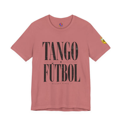 Argentina - Tango y Fútbol Graphic Tee - Bold Serif Soccer & Dance Shirt