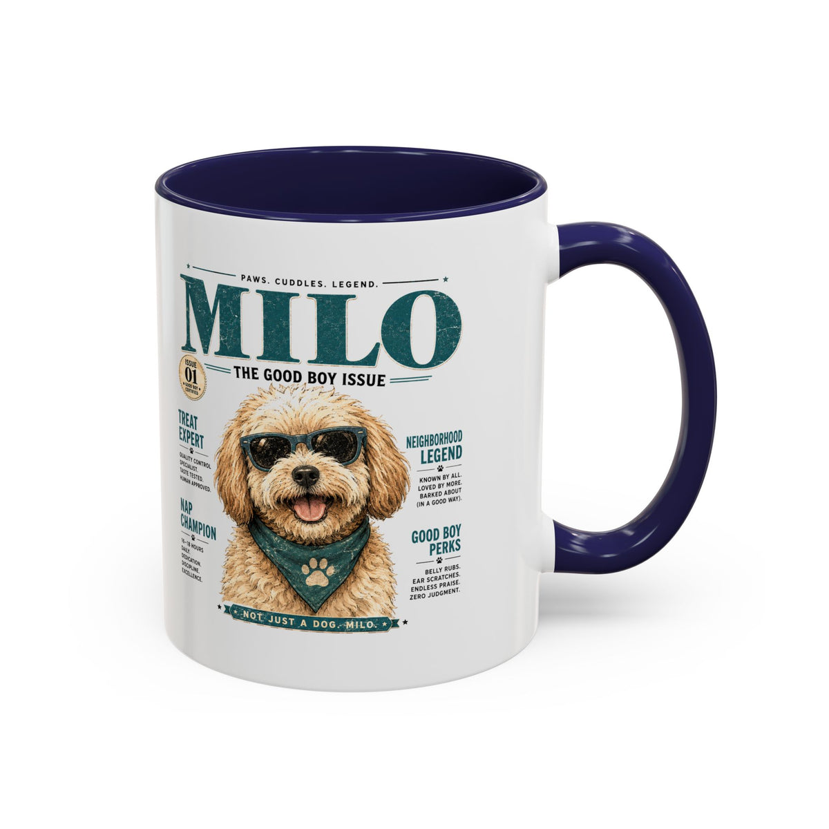 Milo Bailey Dog Dad Mom Milo Magazine-Style Accent Coffee Mug — Cute Dog Portrait