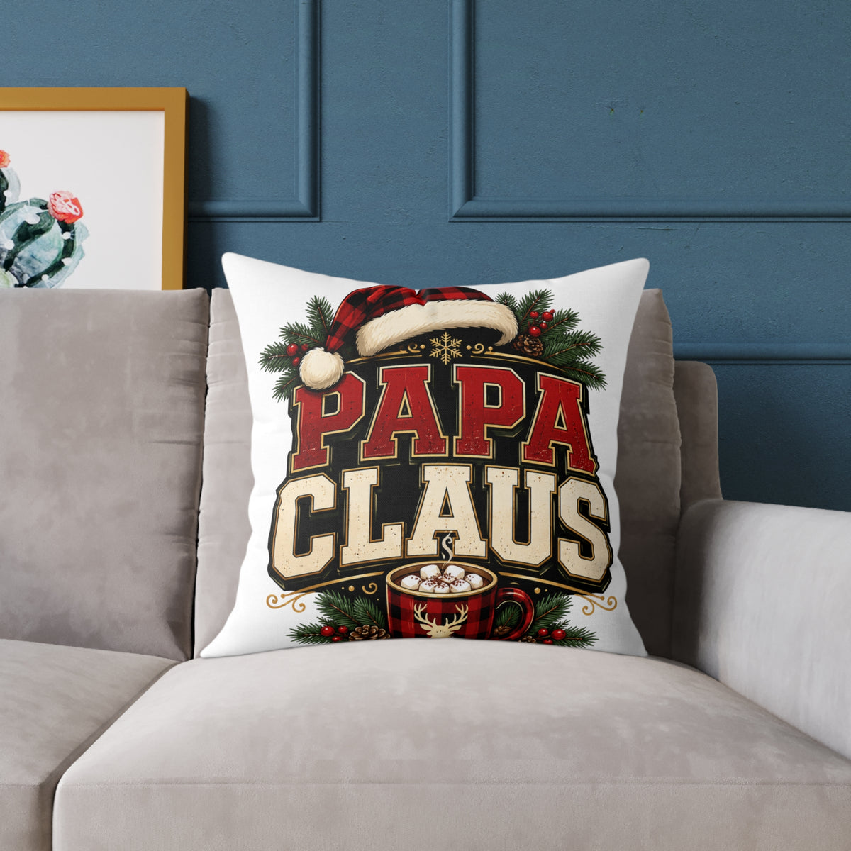 Papa Claus Christmas Pillow — Festive Holiday Throw Pillow for Dad