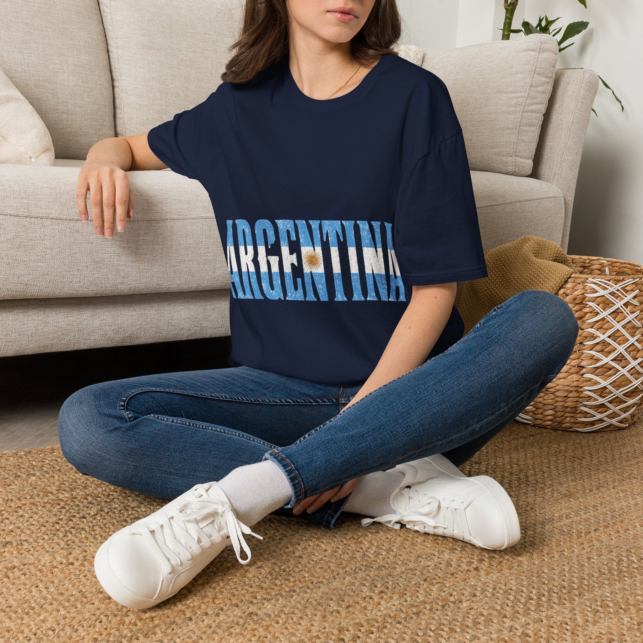Argentina Beach Vibes T-Shirt — Distressed Blue "ARGENTINA" Graphic