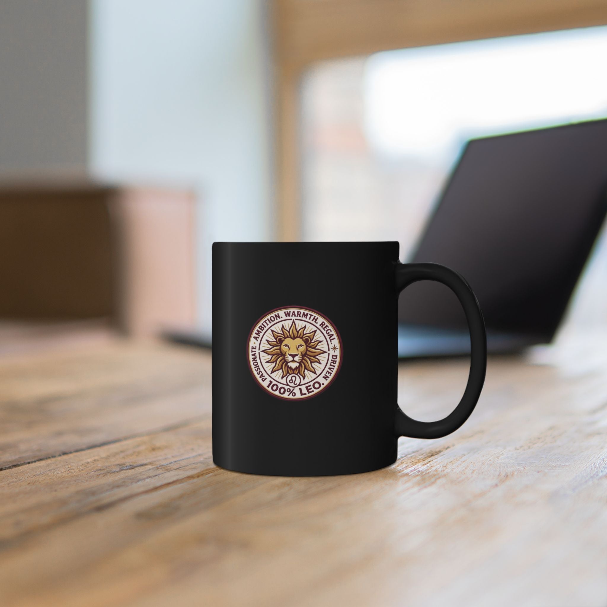 Leo Zodiac Sun Black Mug — 100% Leo Astrology Coffee Cup