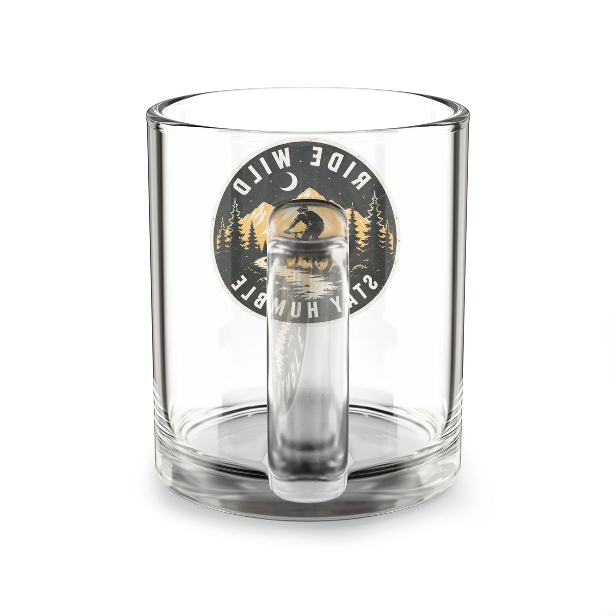 Ride Wild Stay Humble Glass Mug — 10oz Mountain Biking Coffee Cup Milo Bailey Dog Dad Mom  Glass Mug 10 oz