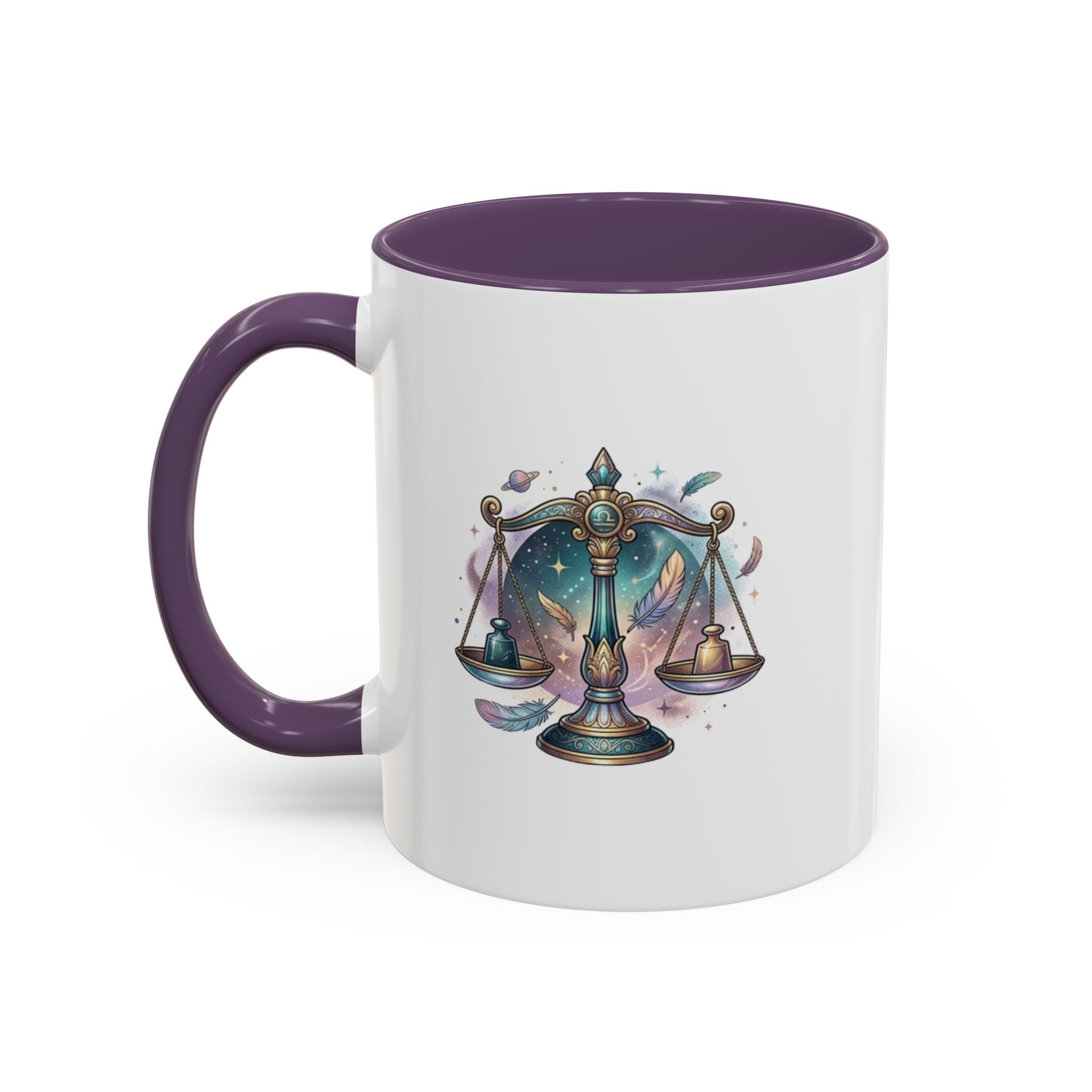 Libra Zodiac Scales Accent Coffee Mug — Astrology Constellation Gift
