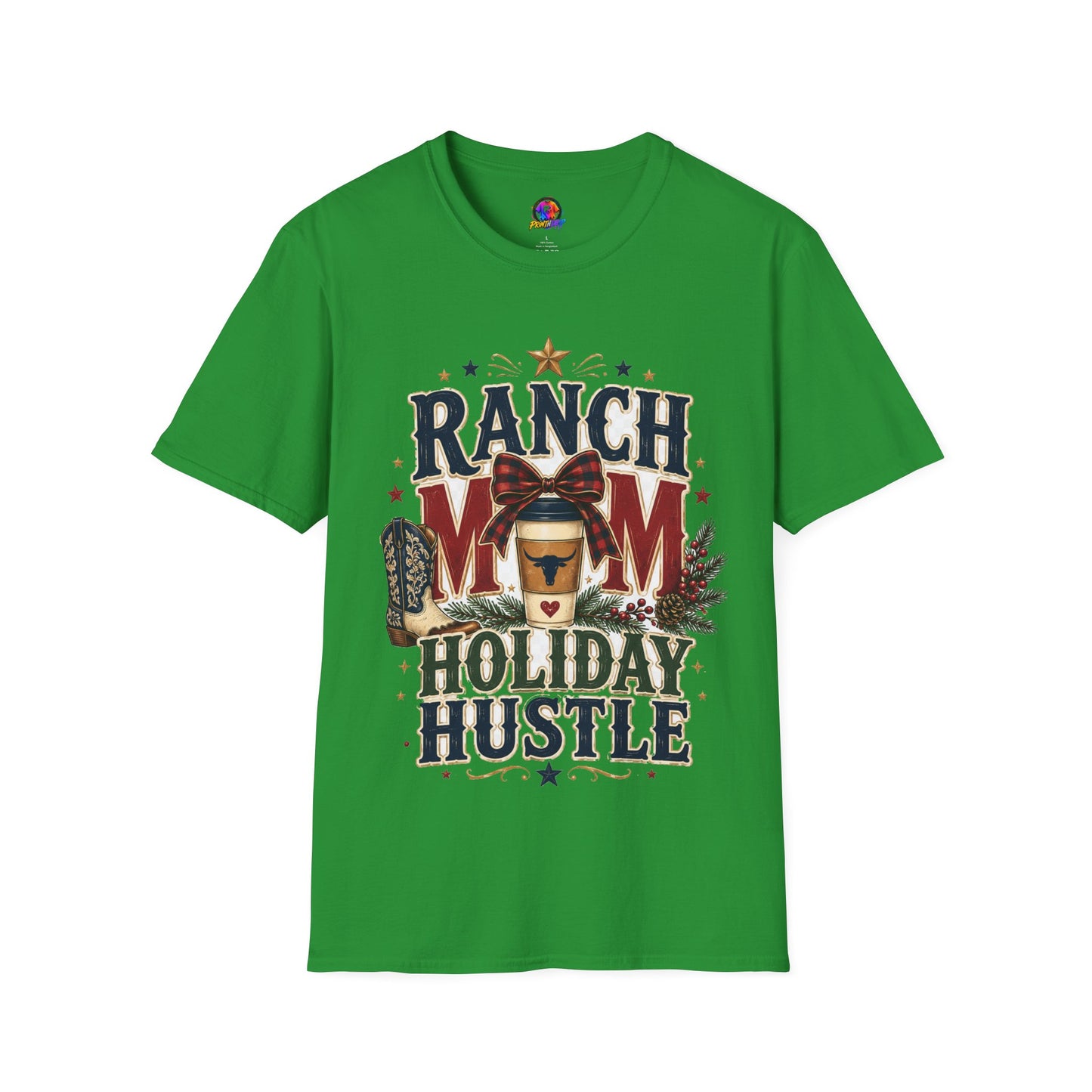 Ranch Mom Holiday Hustle T-Shirt — Festive Western Mom Tee
