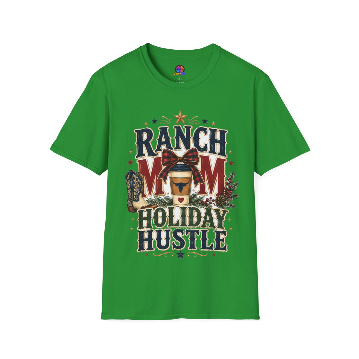 Ranch Mom Holiday Hustle T-Shirt — Festive Western Mom Tee