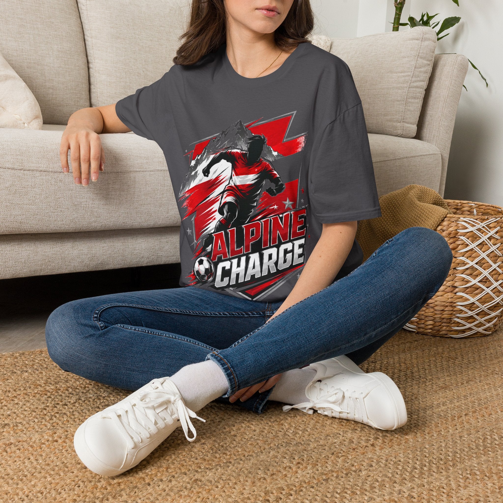 Austria  Alpine Charge Soccer T-Shirt — Mountain Football Graphic Tee -