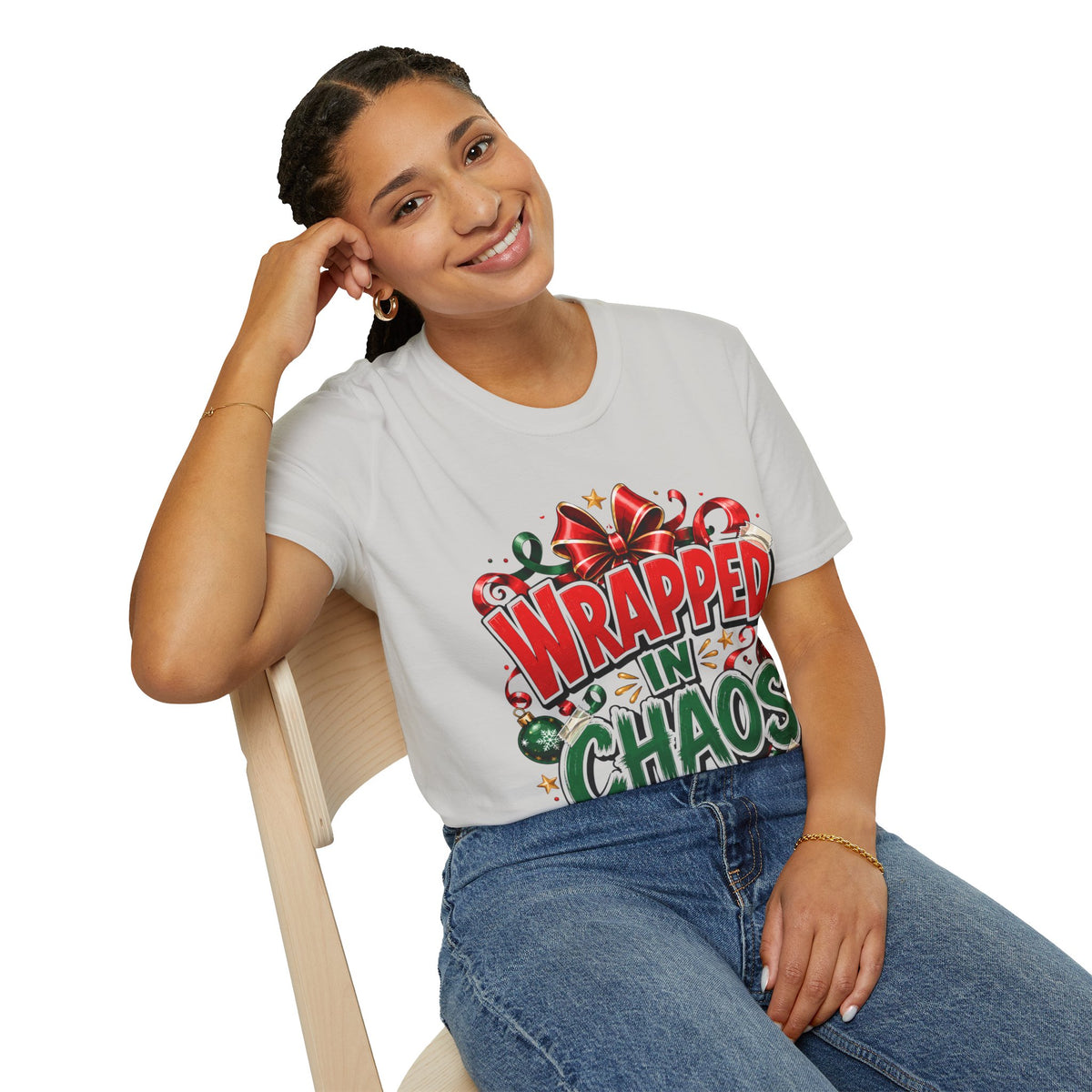 T-Shirt — "Wrapped in Chaos" Holiday Graphic Tee