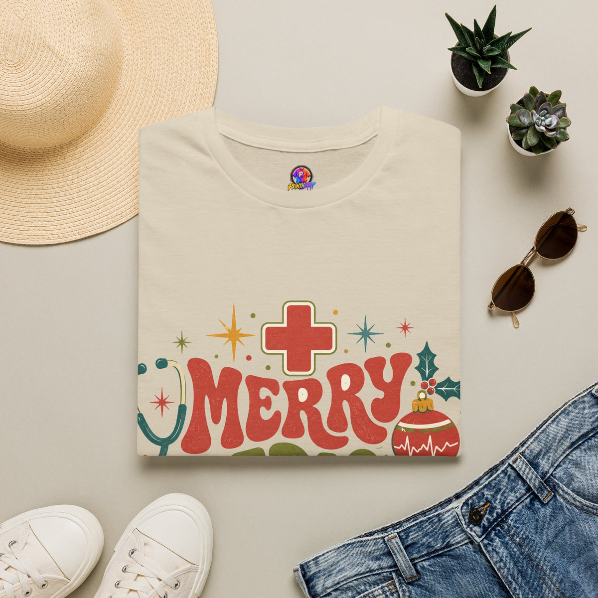 Merry Medical Mood T-Shirt — Christmas Nurse & Healthcare Holiday Tee
