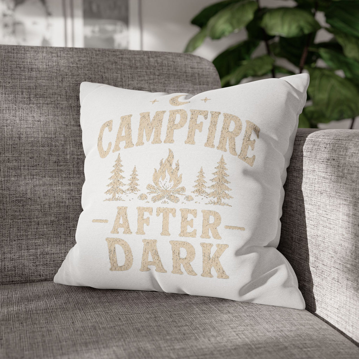 Campfire After Dark Decorative Pillowcase  Milo Bailey Dog Dad Mom— Rustic Camping Throw Pillow Cover