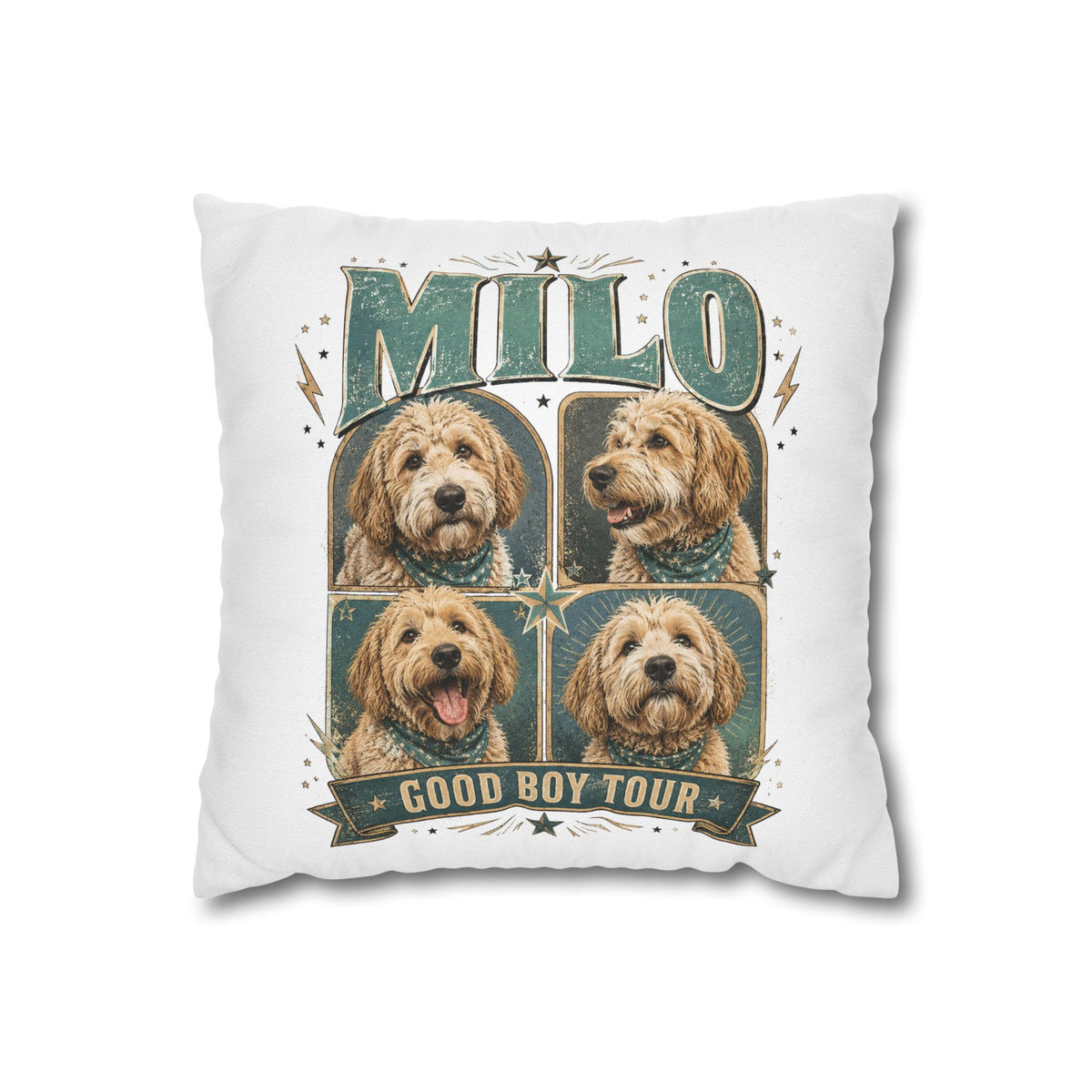 Milo "Good Boy Tour" Dog Photo Pillowcase Milo Bailey Dog Dad Mom