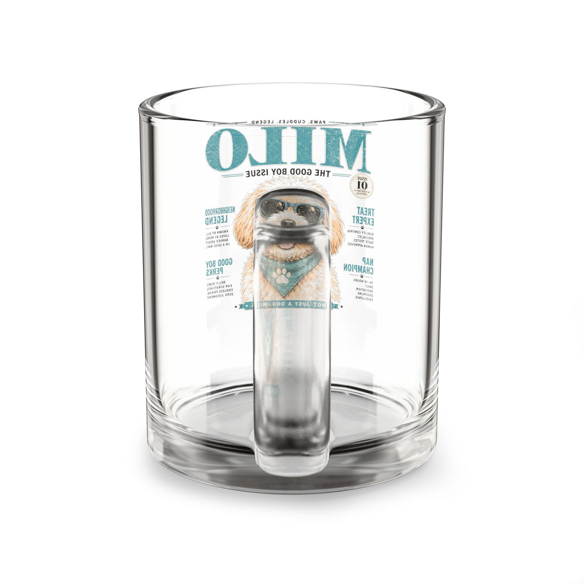 Milo Dog Magazine Glass Mug — 10oz Cute Puppy Coffee Cup