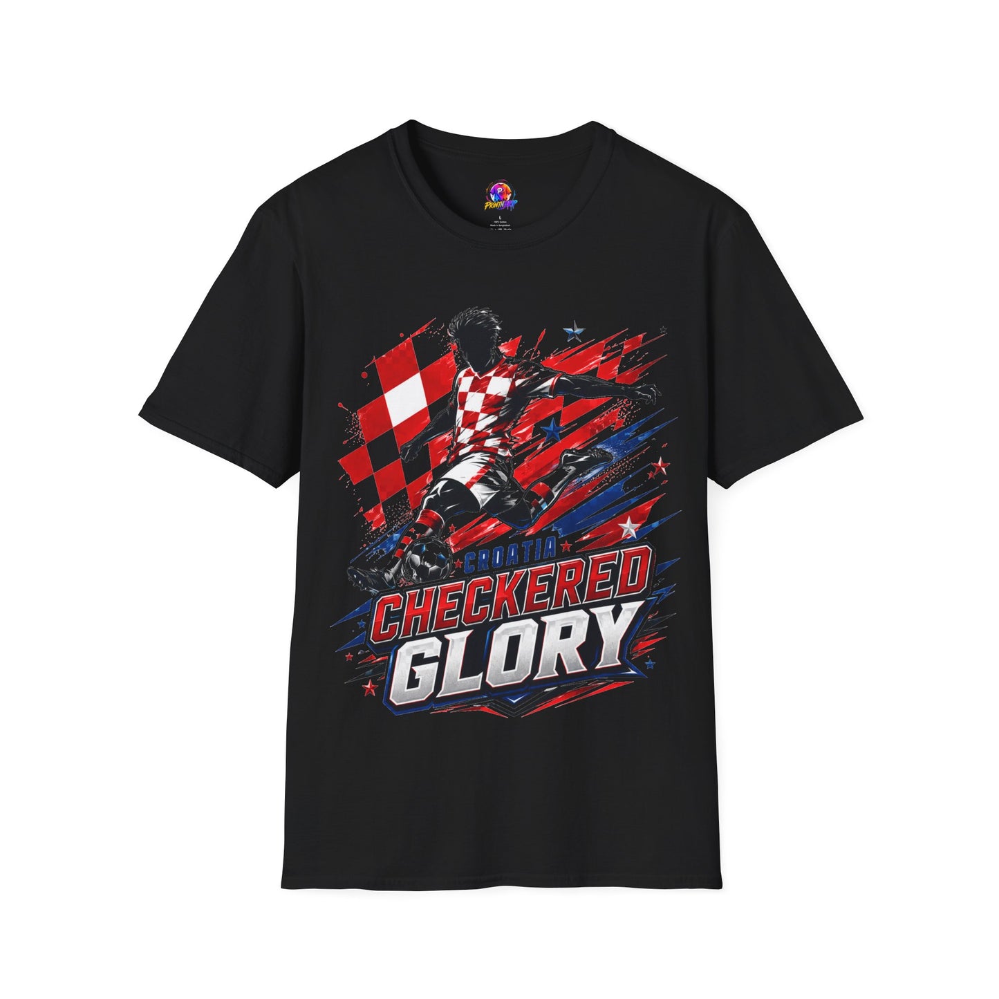 Checkered Glory T-Shirt — Croatia Soccer Fan Tee