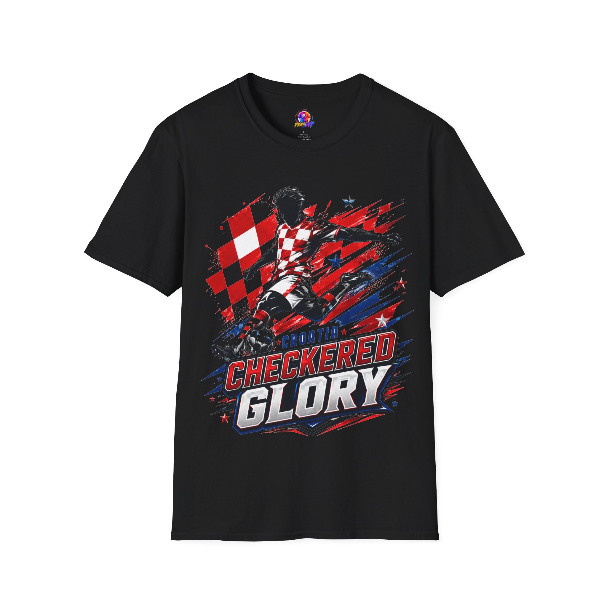 Checkered Glory T-Shirt — Croatia Soccer Fan Tee