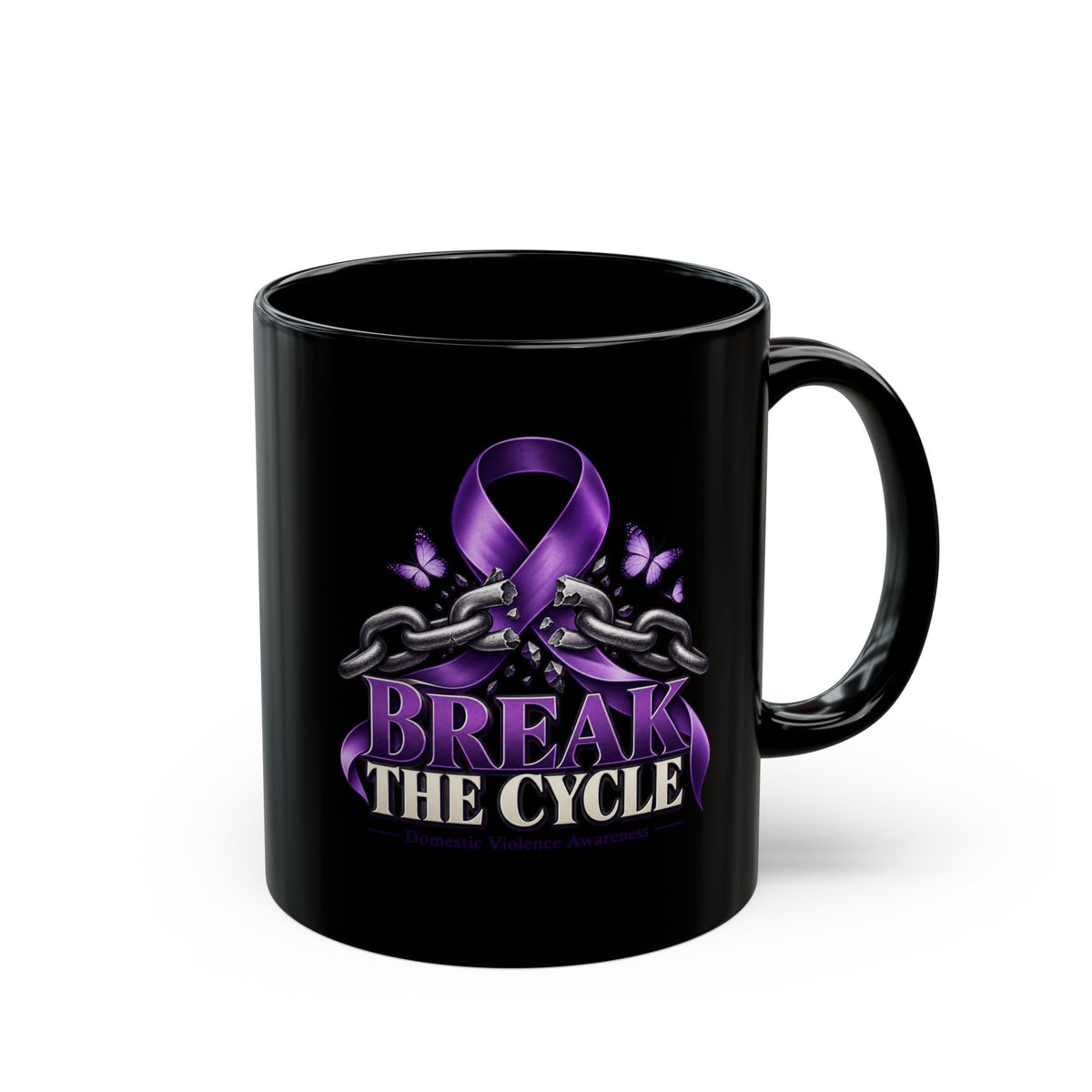 Break the Cycle Mug — Purple Domestic Violence Awareness Ribbon Coffee Cup (11oz & 15oz)