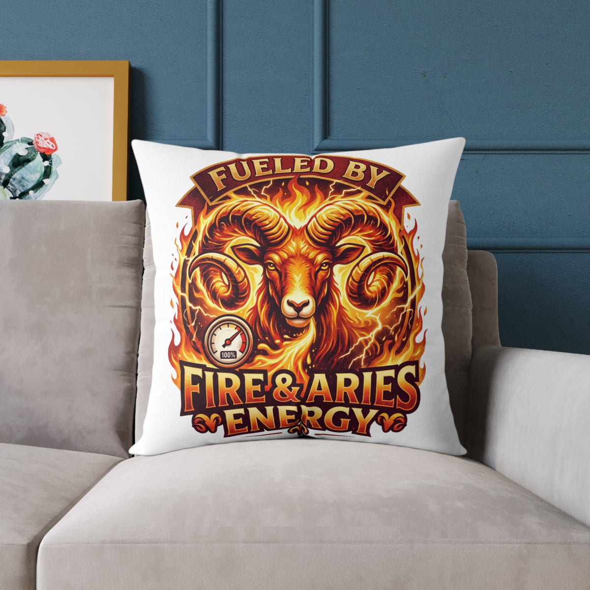 Zodiac Aries Pillow Fueled By Fire And Aries Energy Square Poly Canvas Pillow