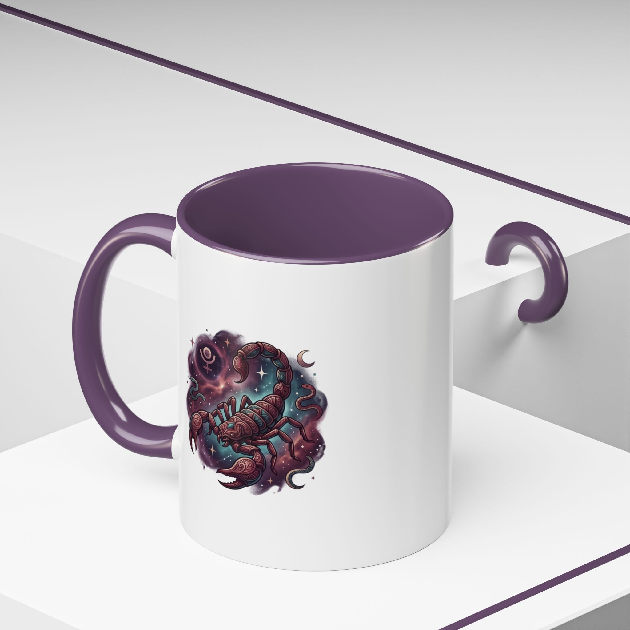 Scorpio Zodiac Accent Coffee Mug — Celestial Scorpion Astrology Design