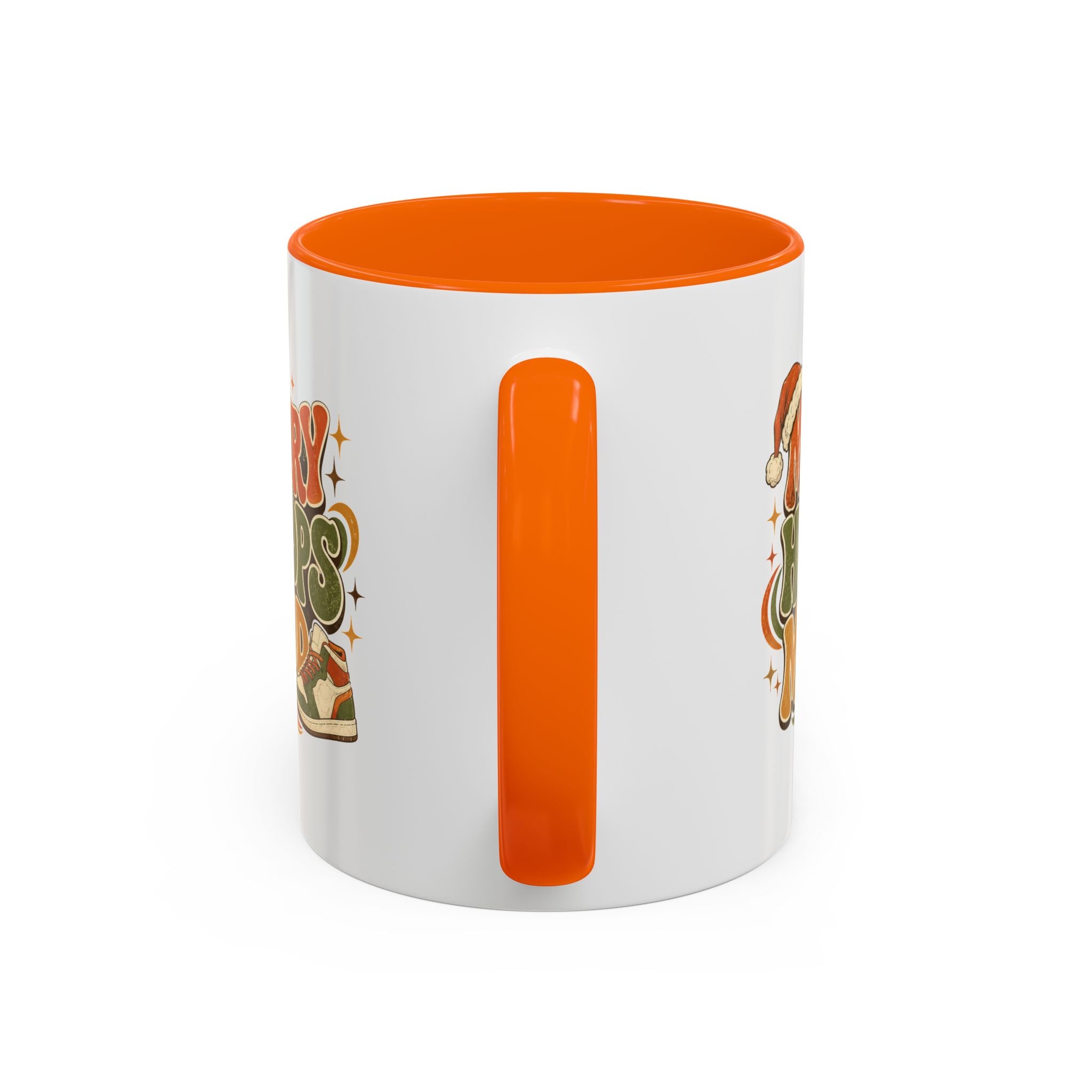 Modern Day Christmas Merry Hoops Mood Accent Coffee Mug — Retro Basketball Christmas Design