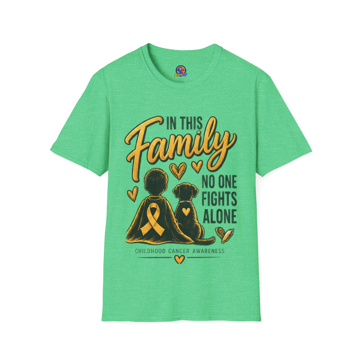 Childhood Cancer Awareness T-Shirt — "In This Family No One Fights Alone"