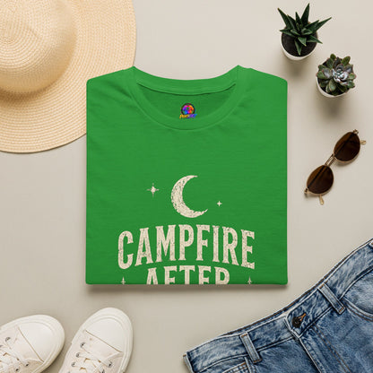 Campfire After Dark T-Shirt — Vintage Moon & Pine Camping Tee