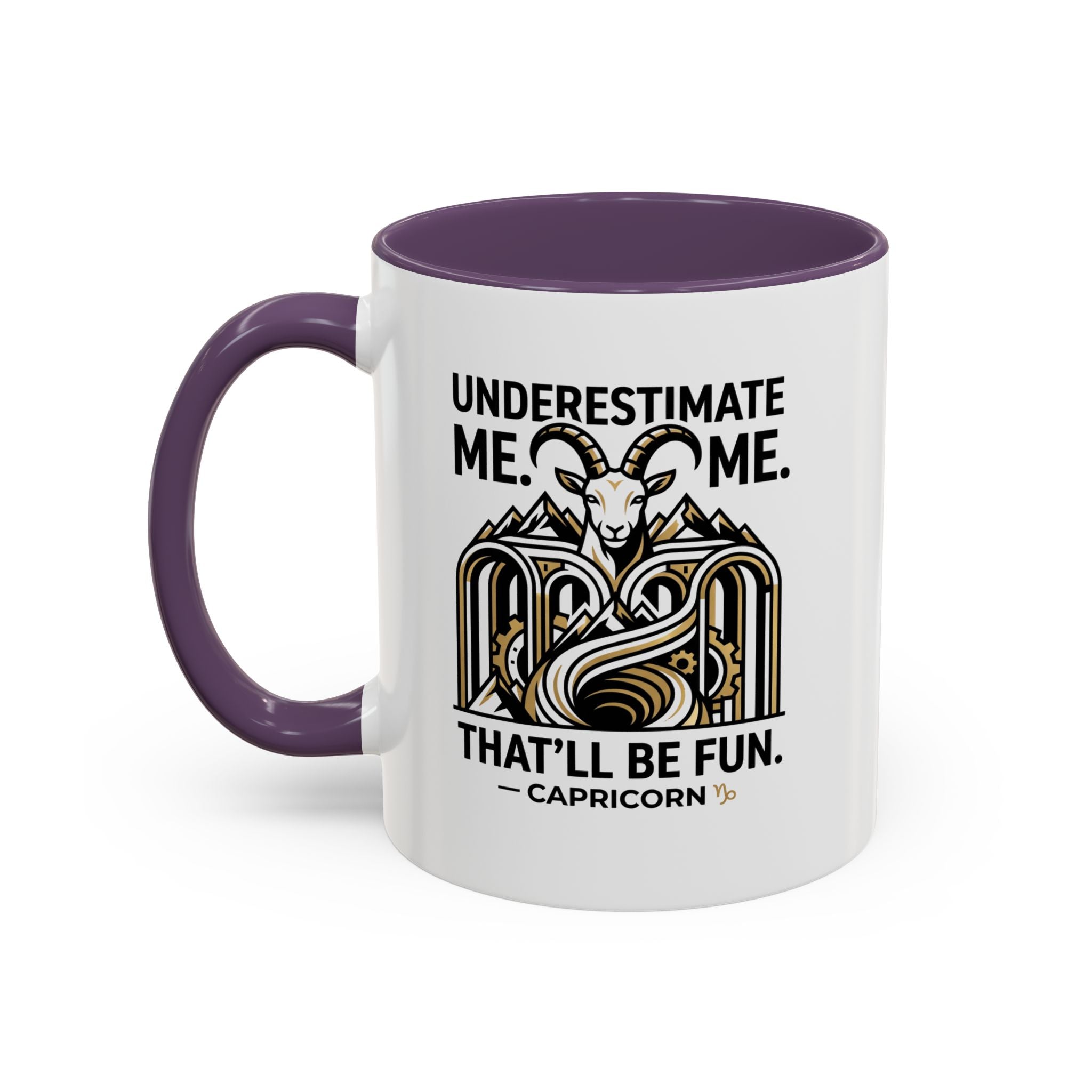 Capricorn Coffee Mug — "Underestimate Me. That'll Be Fun." Zodiac Accent Mug (11/15oz)