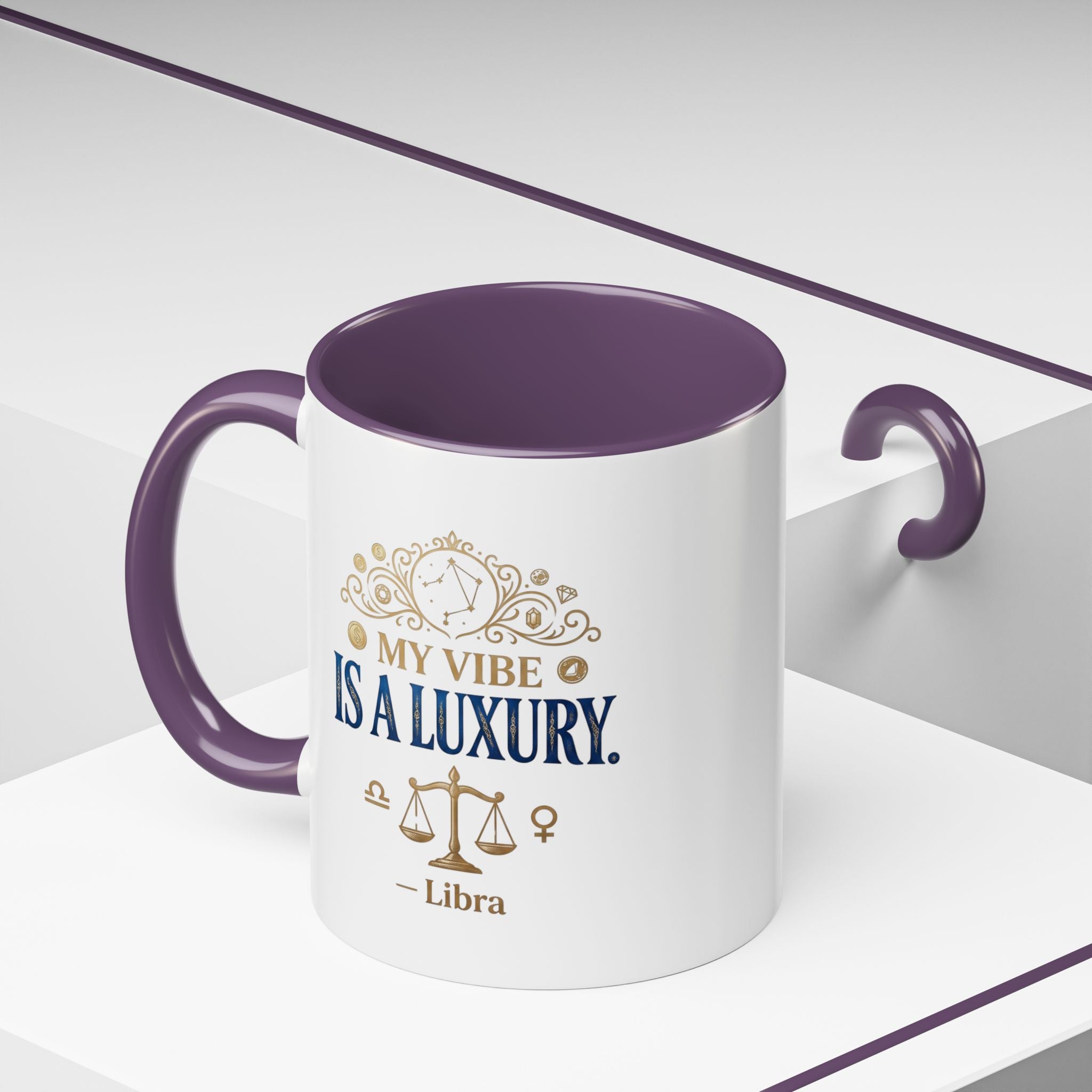 Libra Coffee Mug — "My Vibe Is A Luxury" Zodiac Accent Mug