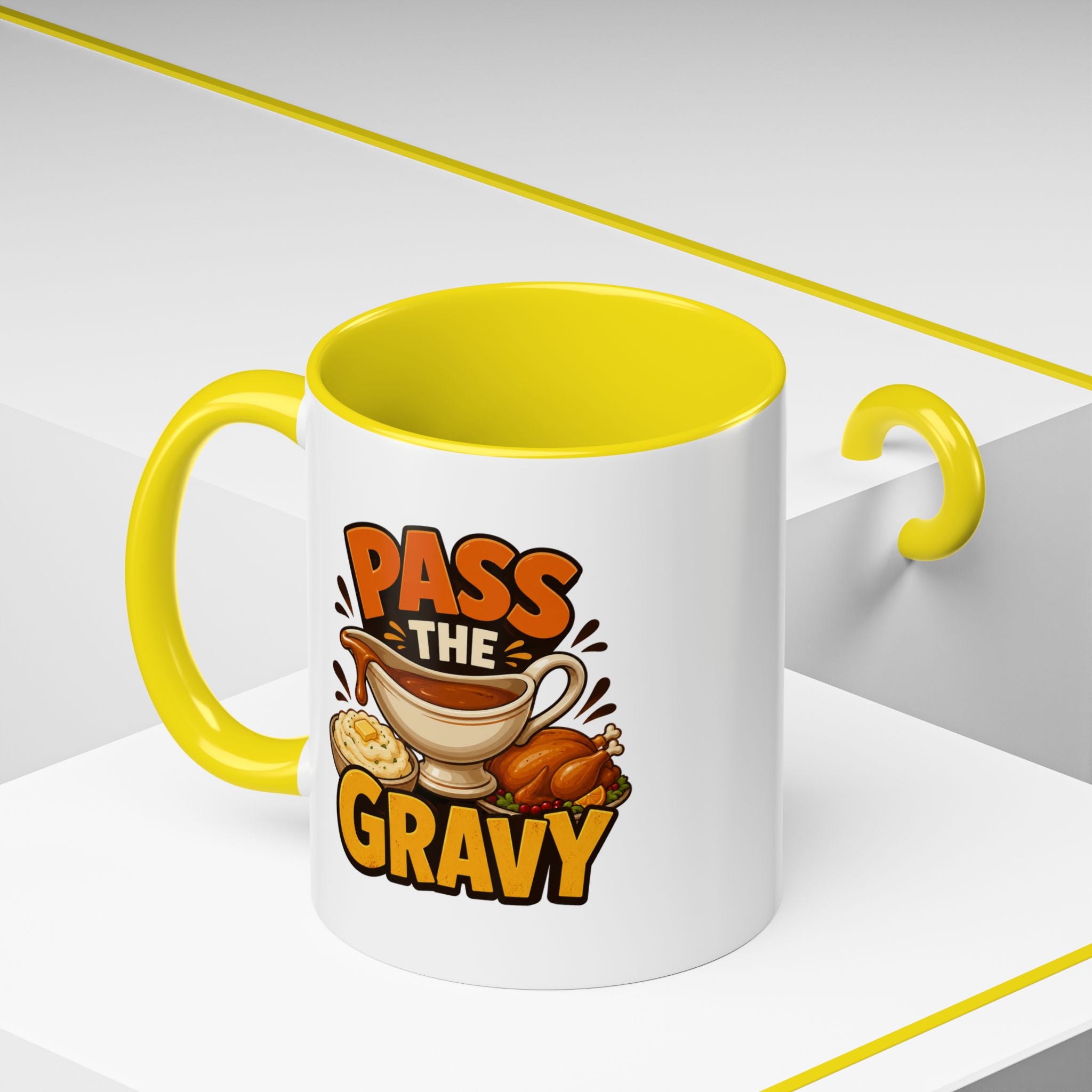 Thanksgiving Mug Pass the Gravy Coffee Mug — Thanksgiving Turkey & Gravy Bowl Accent Mug