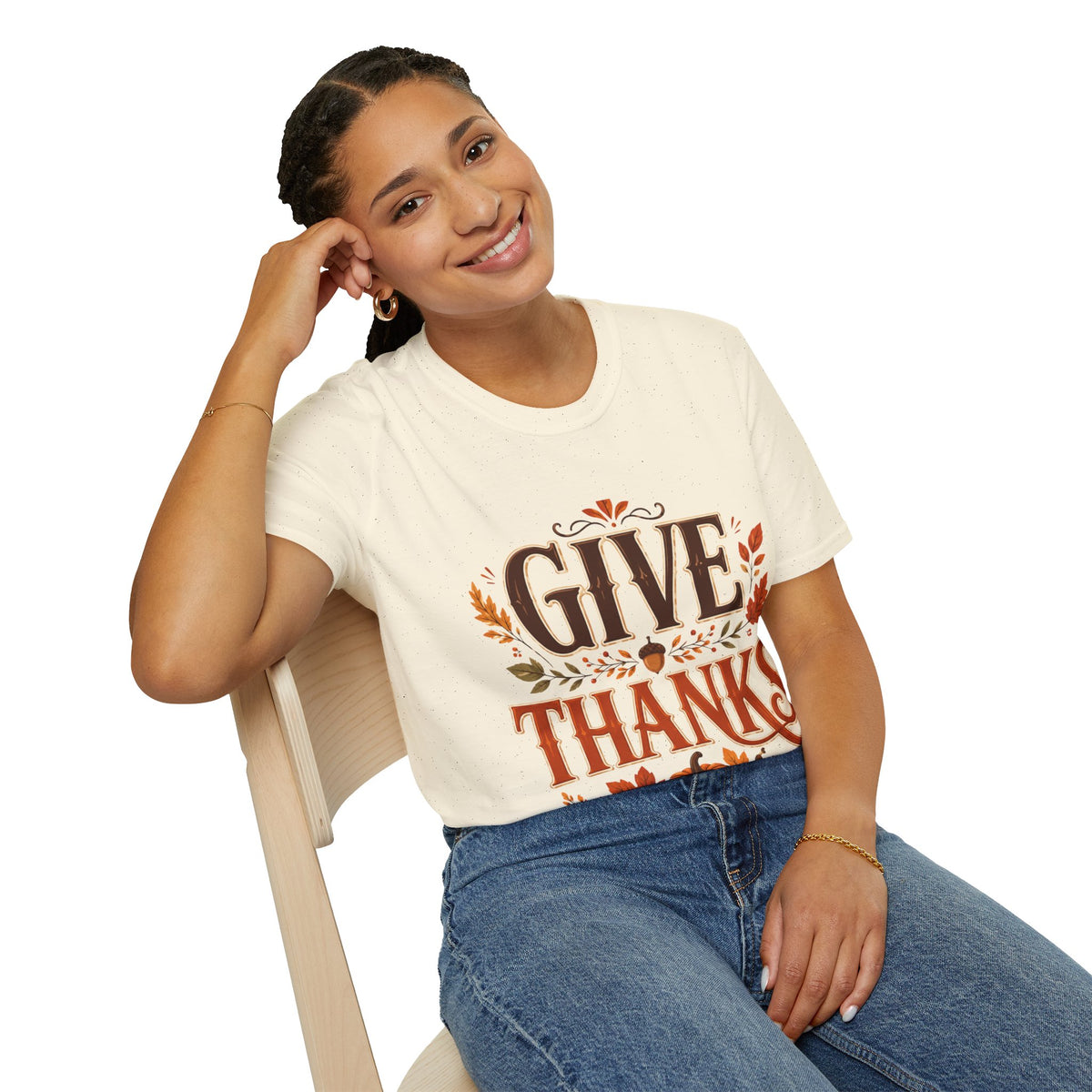 Thanksgiving T-Shirt Give Thanks T-Shirt — Autumn Thanksgiving Graphic Tee